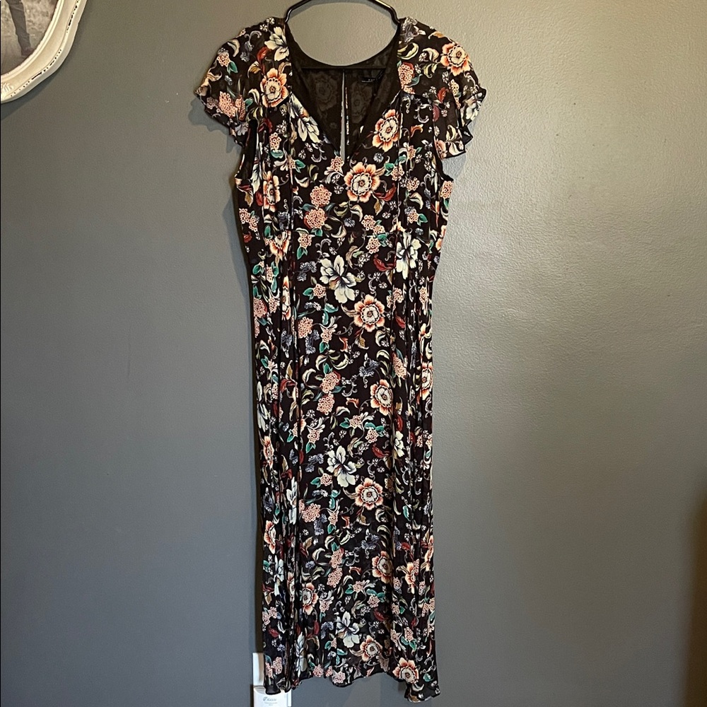 Zara Black Floral Midi Dress
